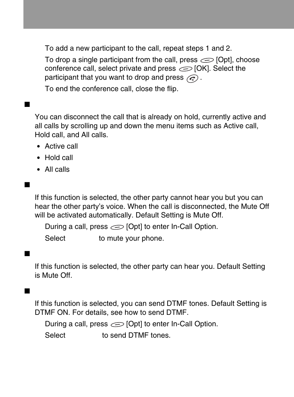 In-call options | LG 600 User Manual | Page 76 / 86