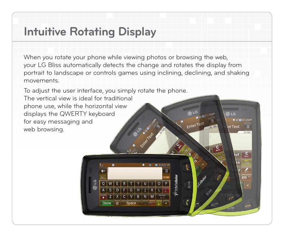 Intuitive rotating display | LG Bliss User Manual | Page 5 / 12