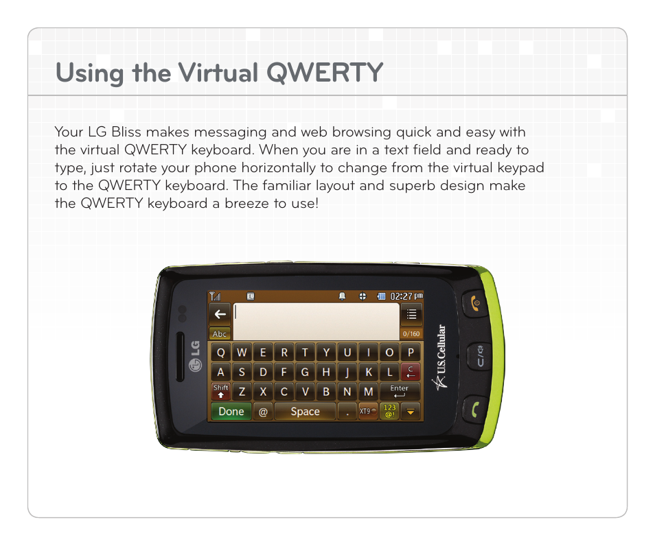 Using the virtual qwerty | LG Bliss User Manual | Page 6 / 12