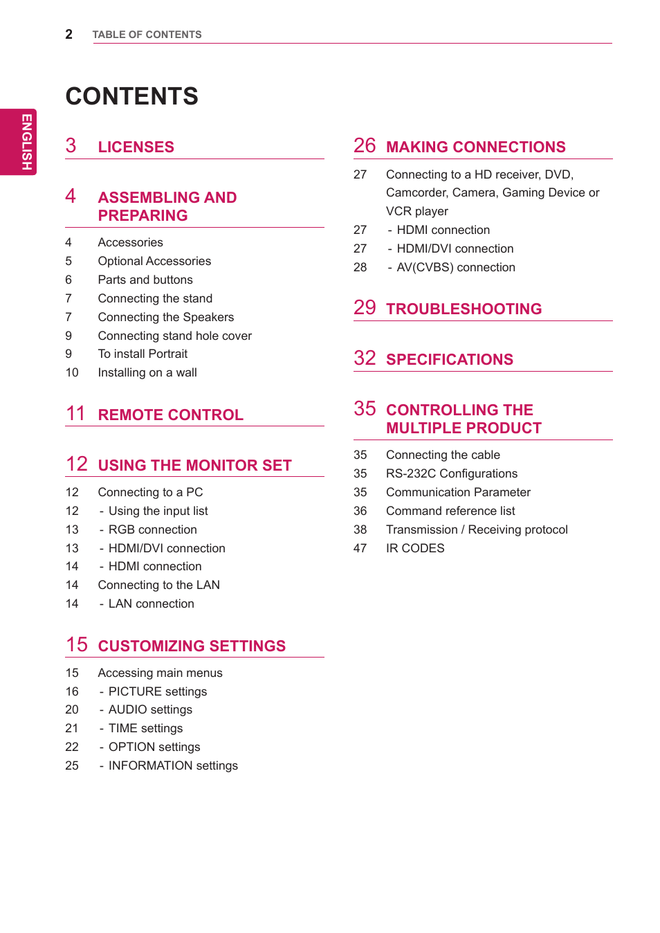 LG 47VL10 User Manual | Page 2 / 48