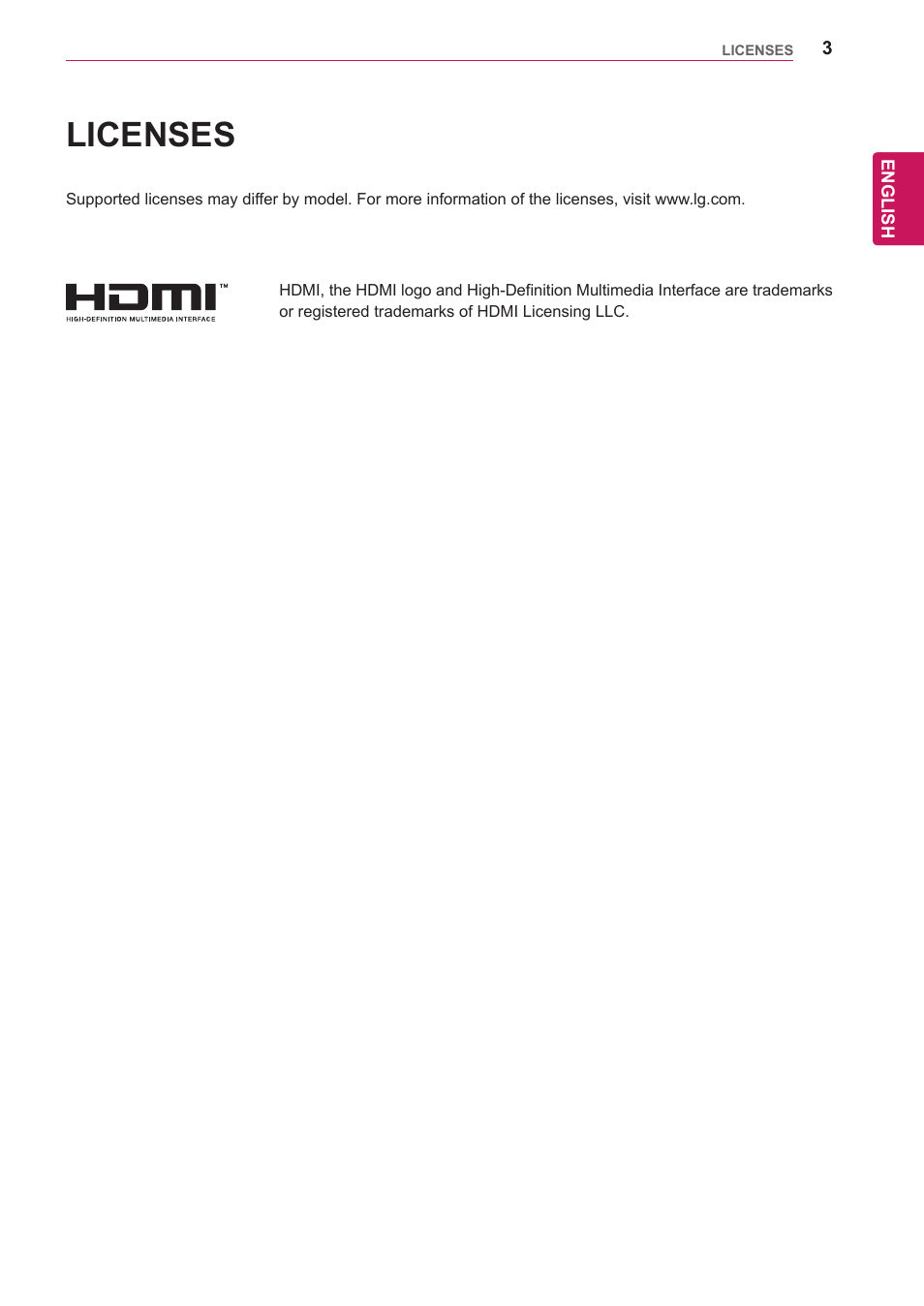 Licenses | LG 47VL10 User Manual | Page 3 / 48