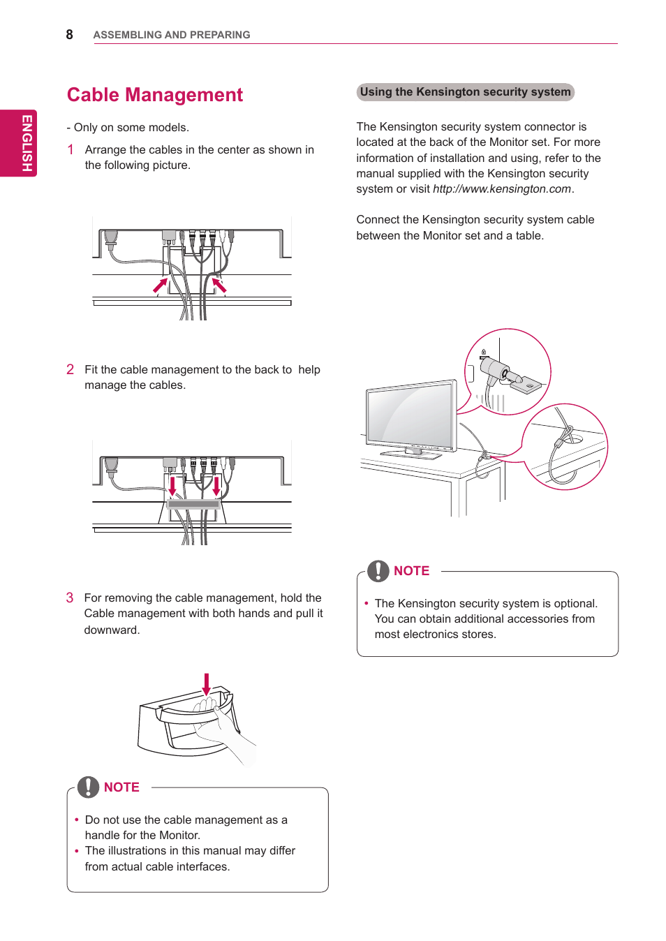 Cable management | LG 47VL10 User Manual | Page 8 / 48