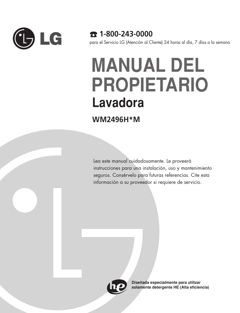 Manual del propietario, Lavadora | LG 3828ER3054V User Manual | Page 26 / 48