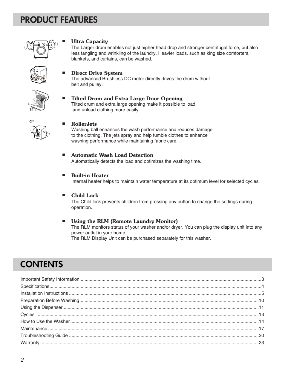 LG 3828ER3054V User Manual | Page 3 / 48