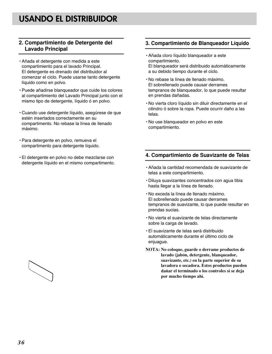 Usando el distribuidor | LG 3828ER3054V User Manual | Page 37 / 48