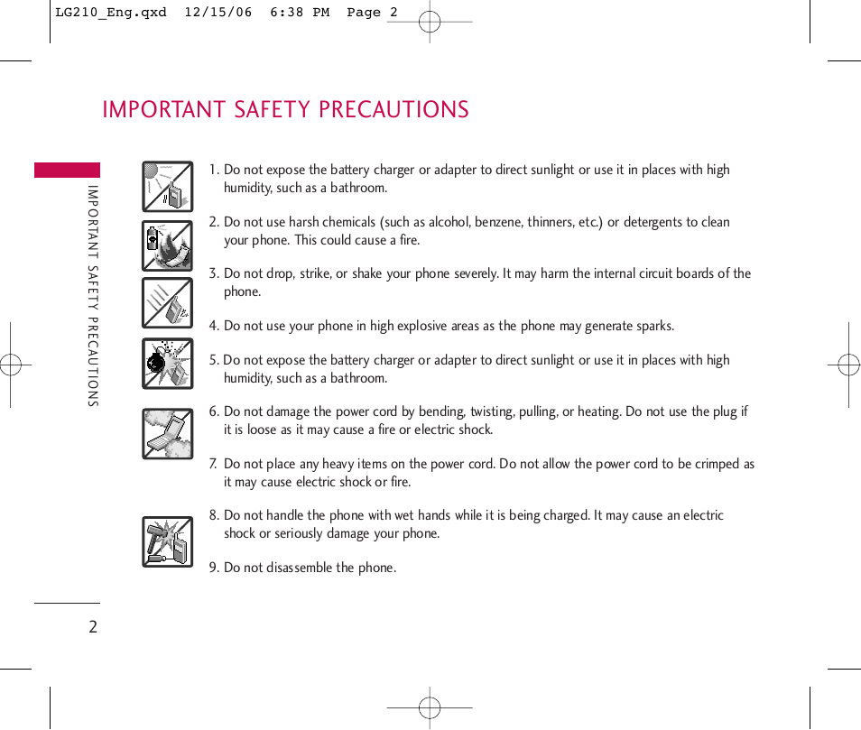 Important safety precautions | LG 210 User Manual | Page 4 / 98