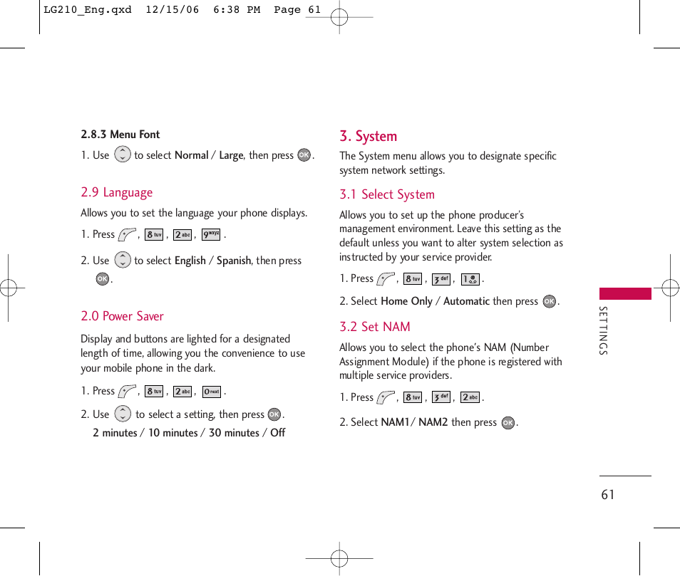 System | LG 210 User Manual | Page 63 / 98