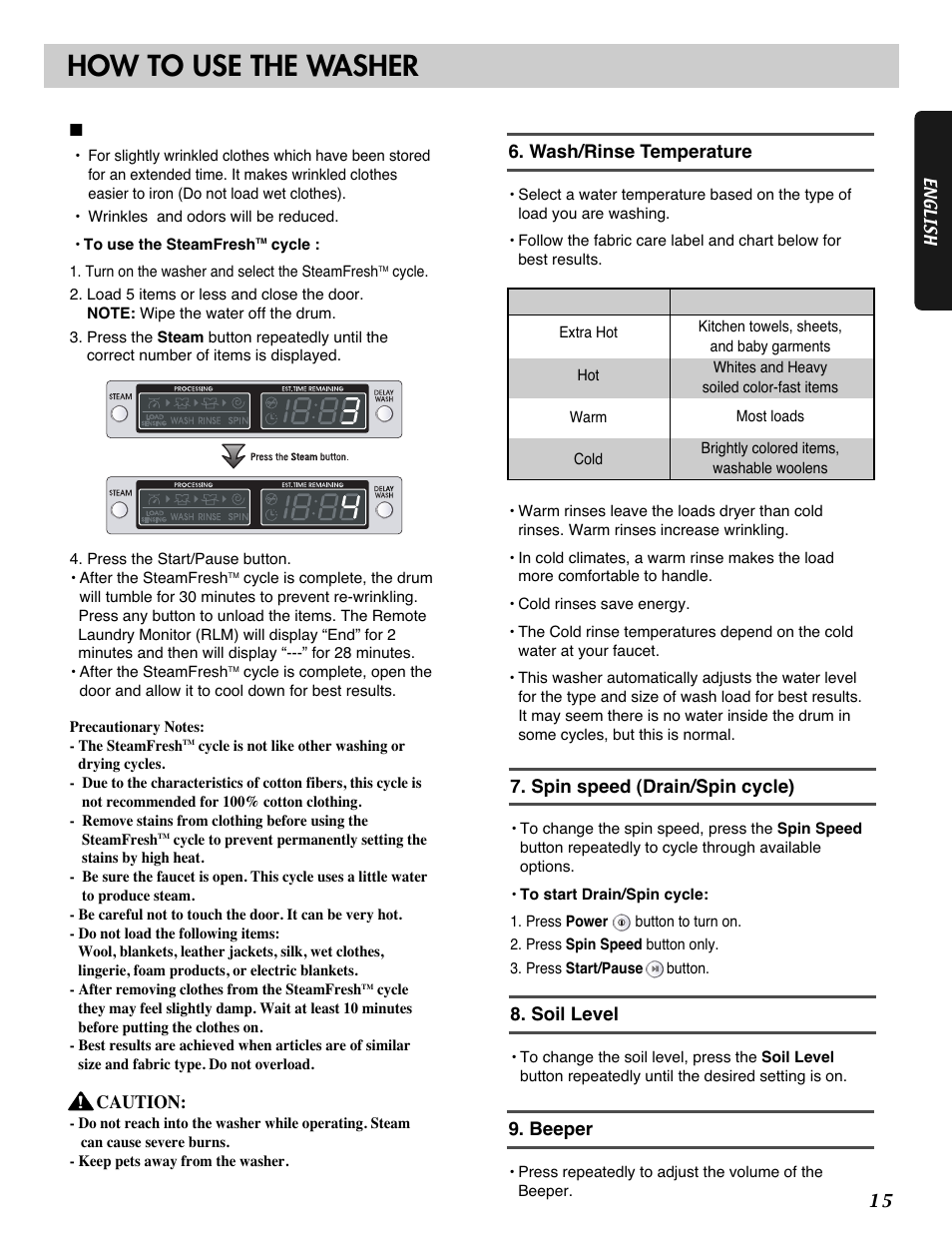 How to use the washer | LG WM2487H*M User Manual | Page 16 / 48