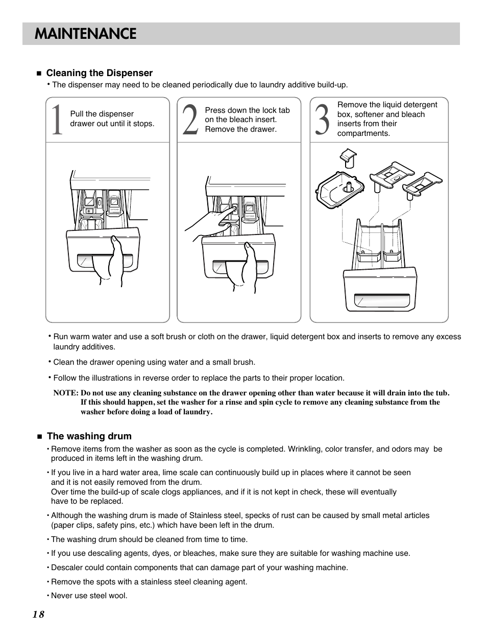 Maintenance | LG WM2487H*M User Manual | Page 19 / 48