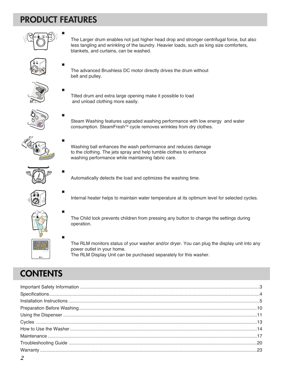 LG WM2487H*M User Manual | Page 3 / 48