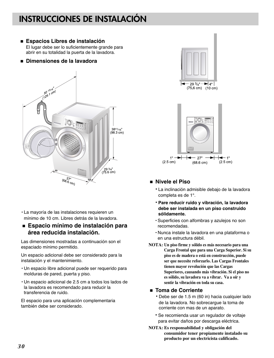 Instrucciones de instalación | LG WM2487H*M User Manual | Page 31 / 48