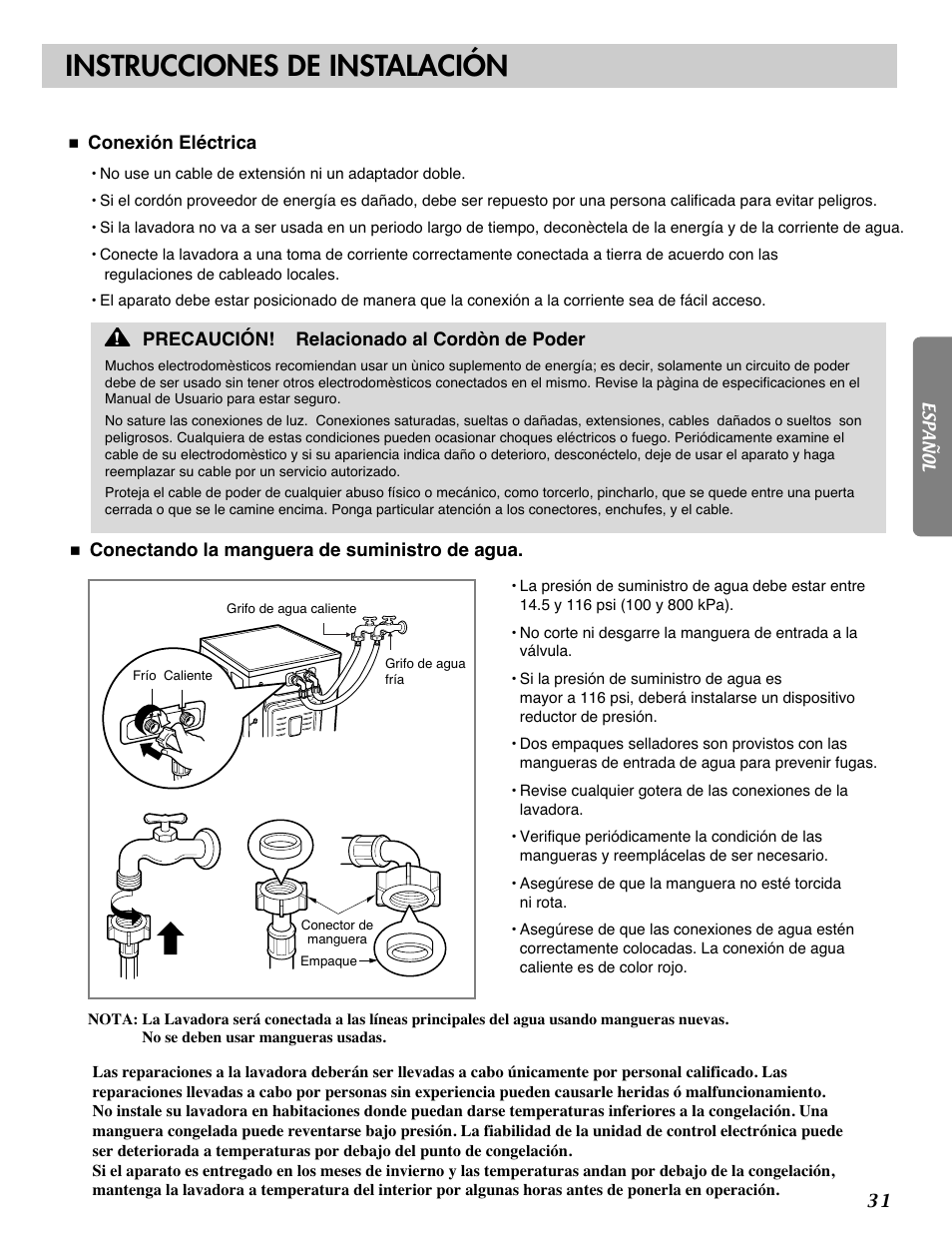 Instrucciones de instalación | LG WM2487H*M User Manual | Page 32 / 48