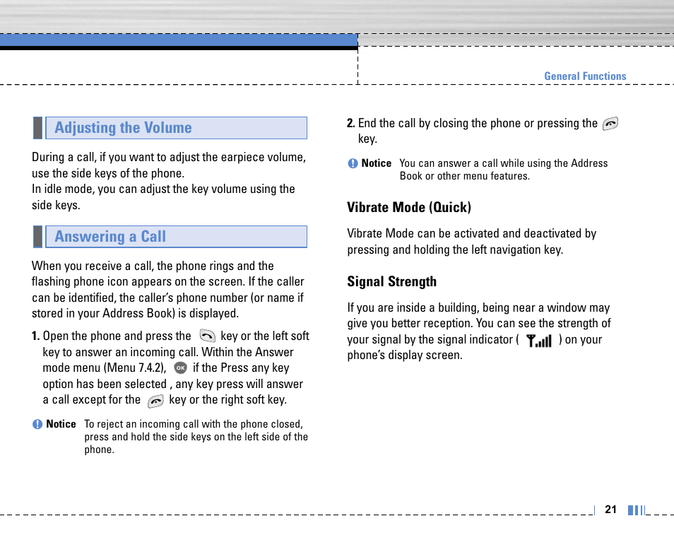 Answering a call adjusting the volume | LG C3320 User Manual | Page 22 / 76
