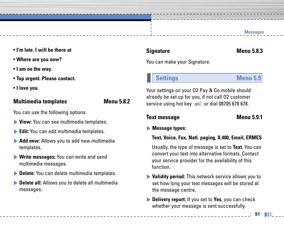 Settings menu 5.9 | LG C3320 User Manual | Page 52 / 76