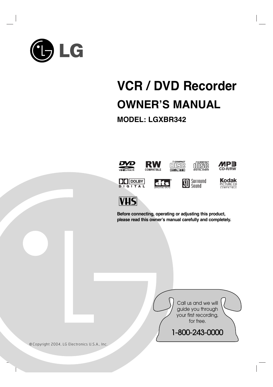 LG XBR342 User Manual | 48 pages