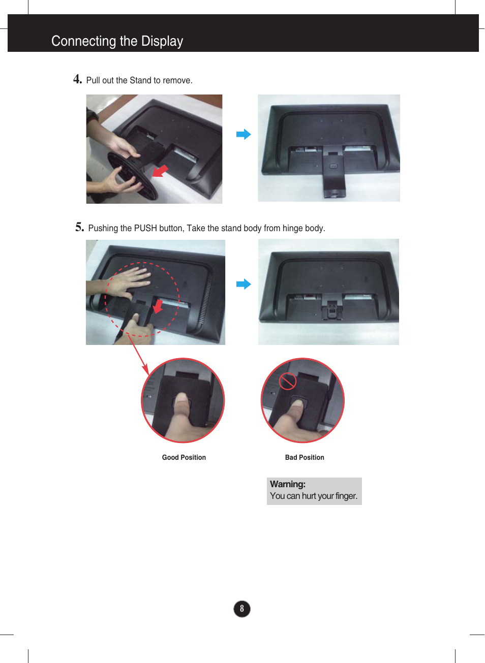 Connecting the display | LG W2346S User Manual | Page 9 / 39