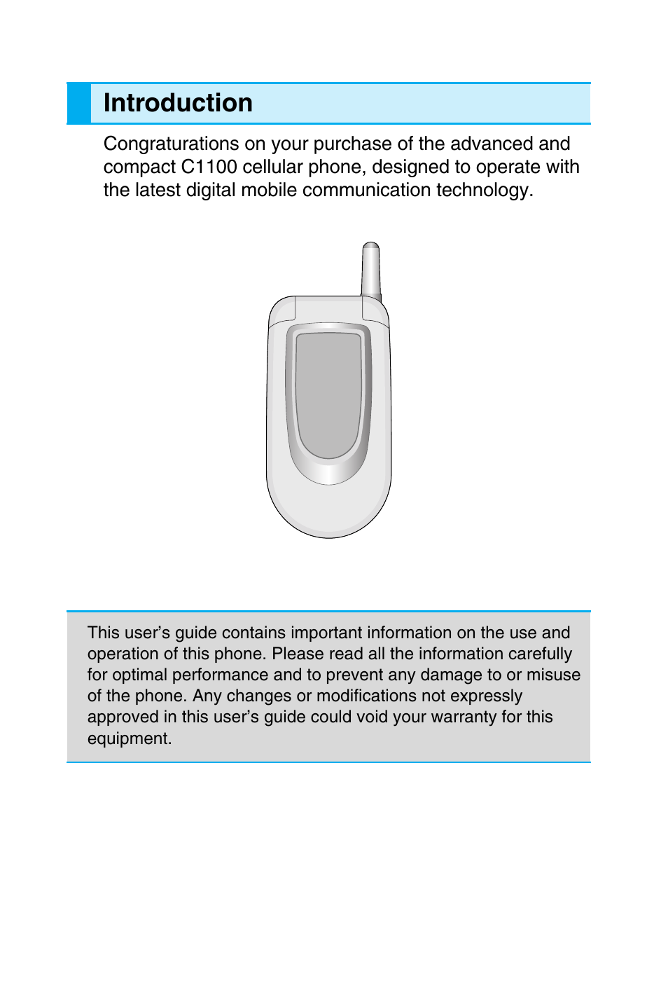 Introduction | LG C1100 User Manual | Page 2 / 90