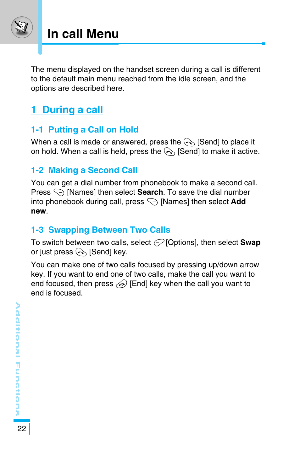 1 during a call | LG C1100 User Manual | Page 22 / 90