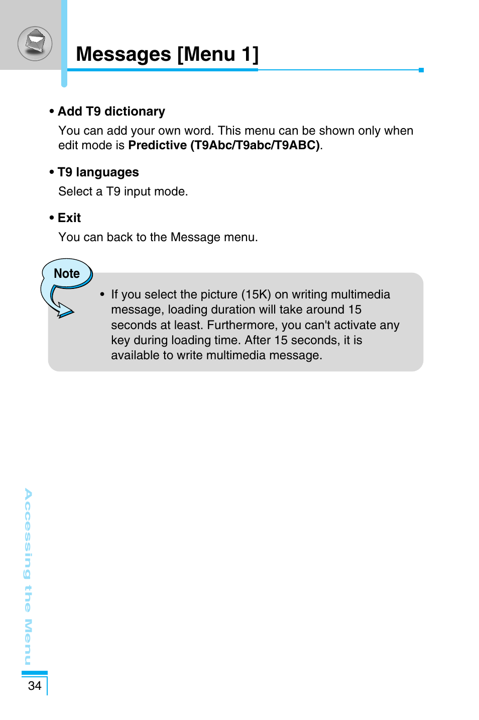 Messages [menu 1 | LG C1100 User Manual | Page 34 / 90