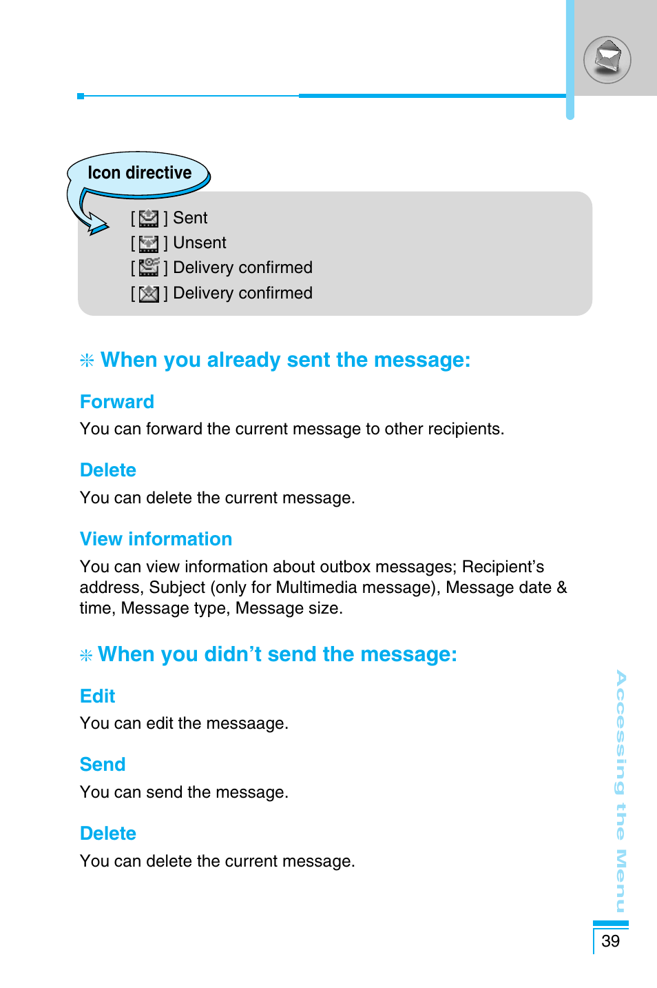 When you already sent the message, When you didn’t send the message | LG C1100 User Manual | Page 39 / 90