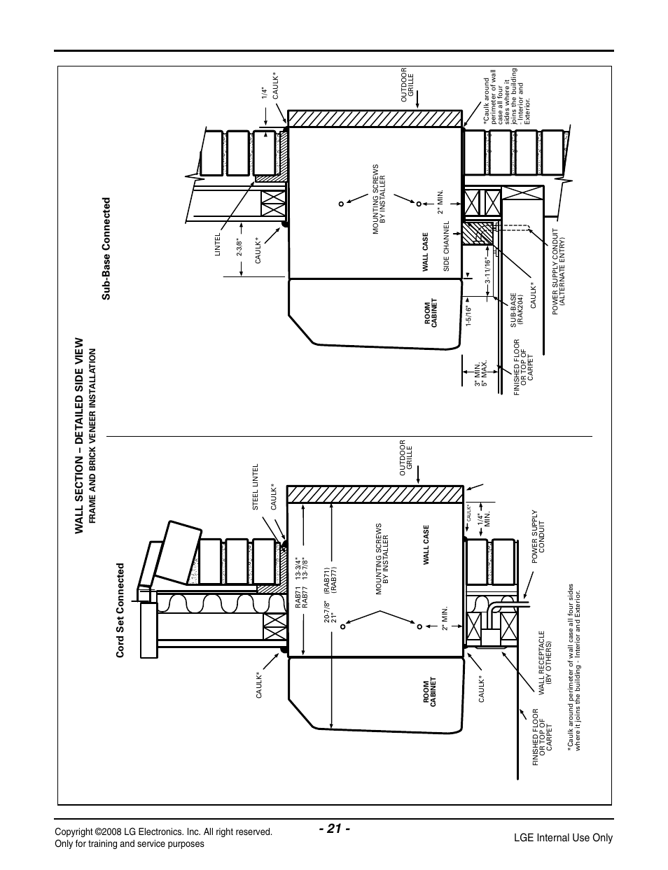 Lge internal use only, Cord set connected, Sub-base connected | LG LP091HEM-Y8 User Manual | Page 21 / 47