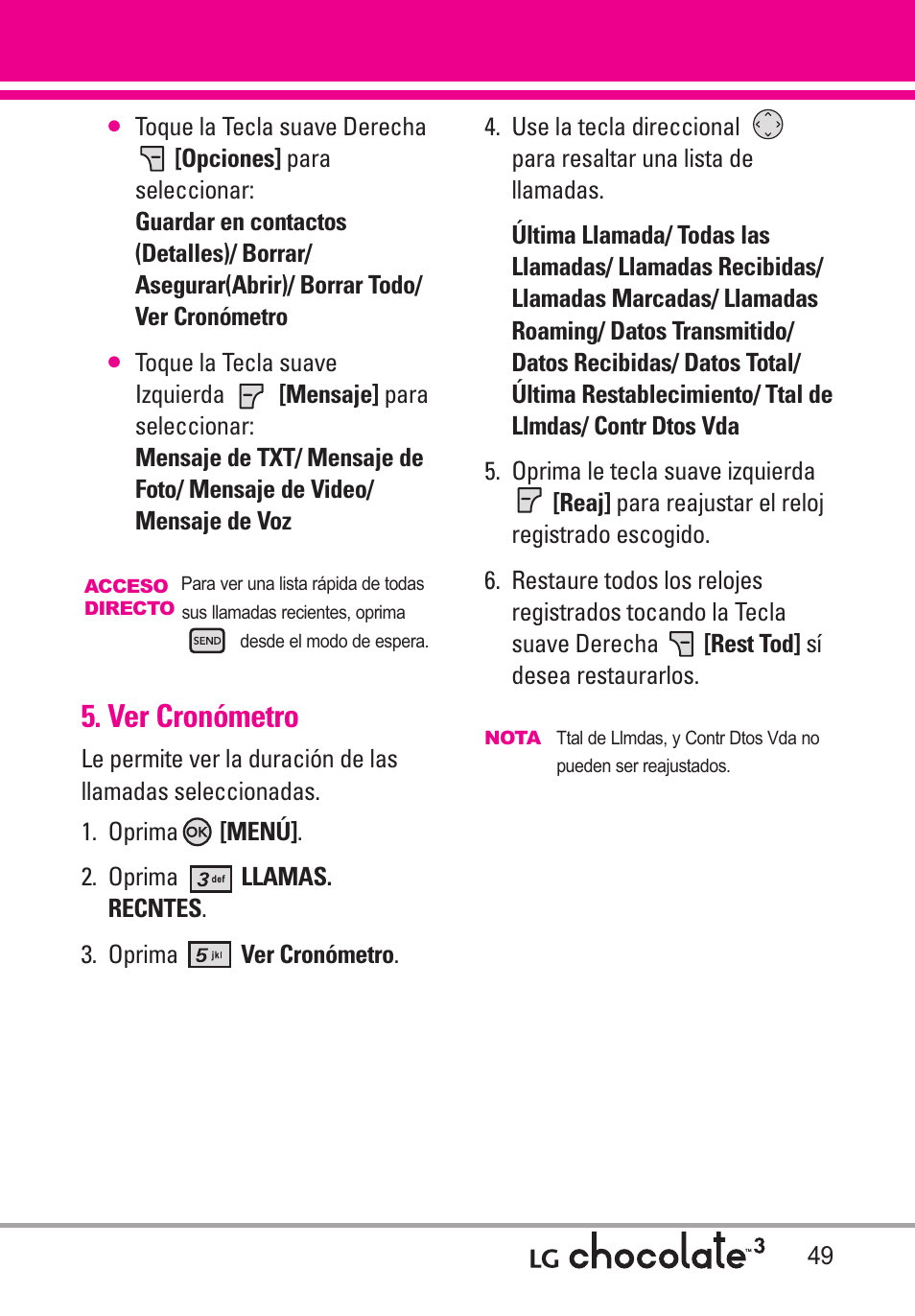 Ver cronómetro | LG Chocolate 3 User Manual | Page 186 / 288