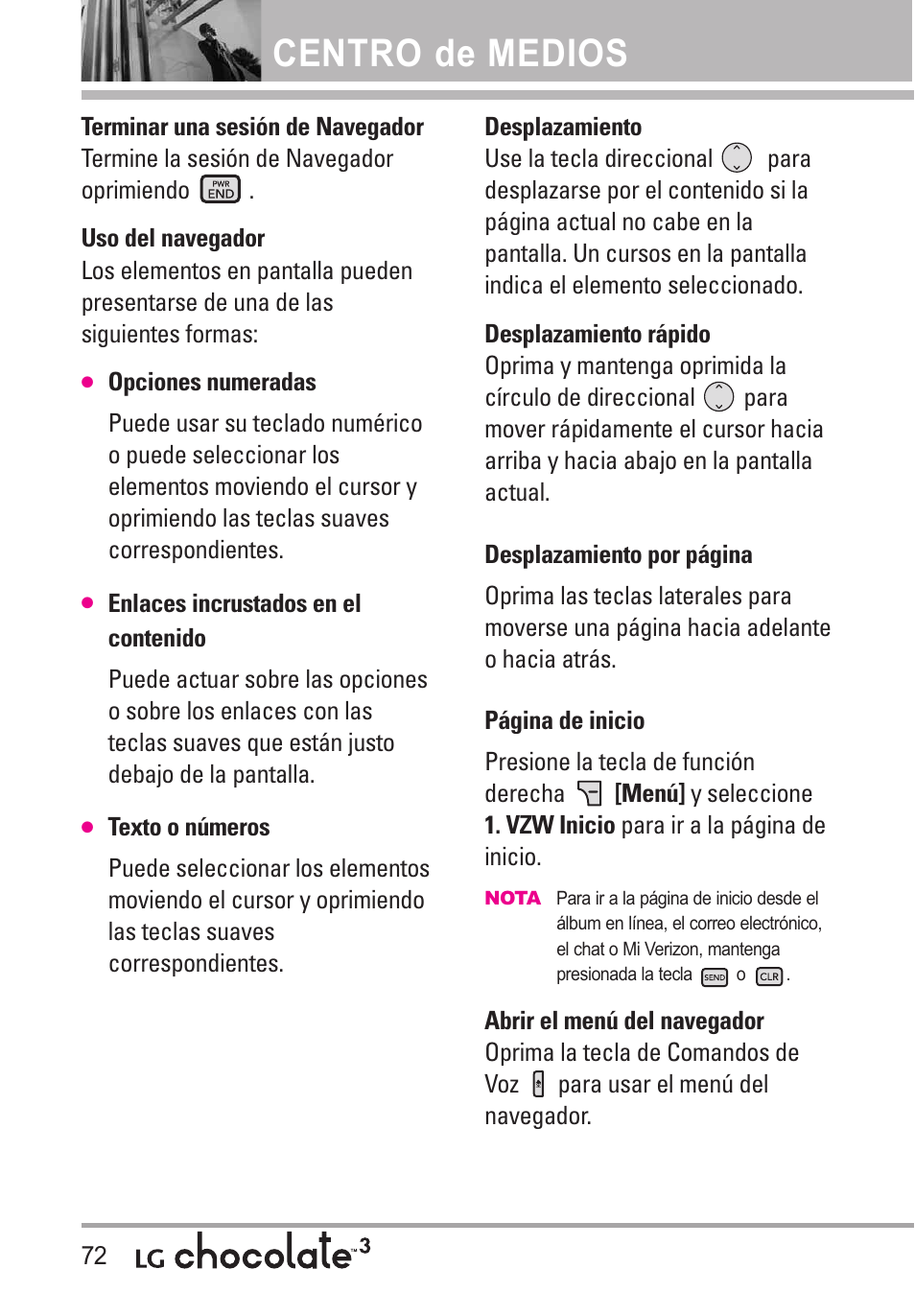 Centro de medios | LG Chocolate 3 User Manual | Page 209 / 288