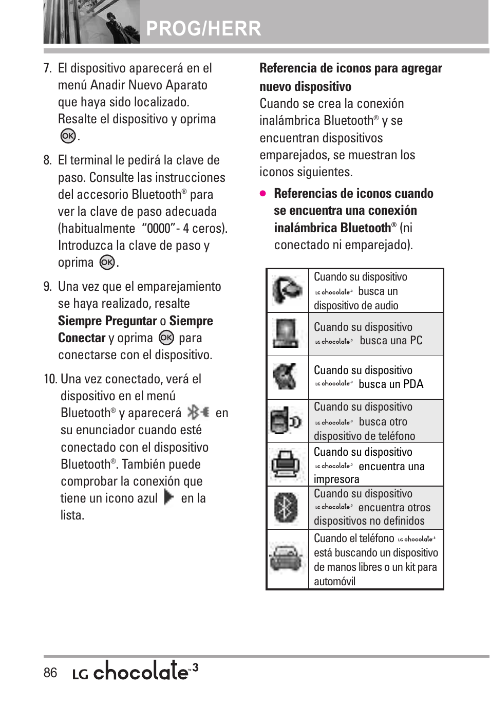 Prog/herr | LG Chocolate 3 User Manual | Page 223 / 288