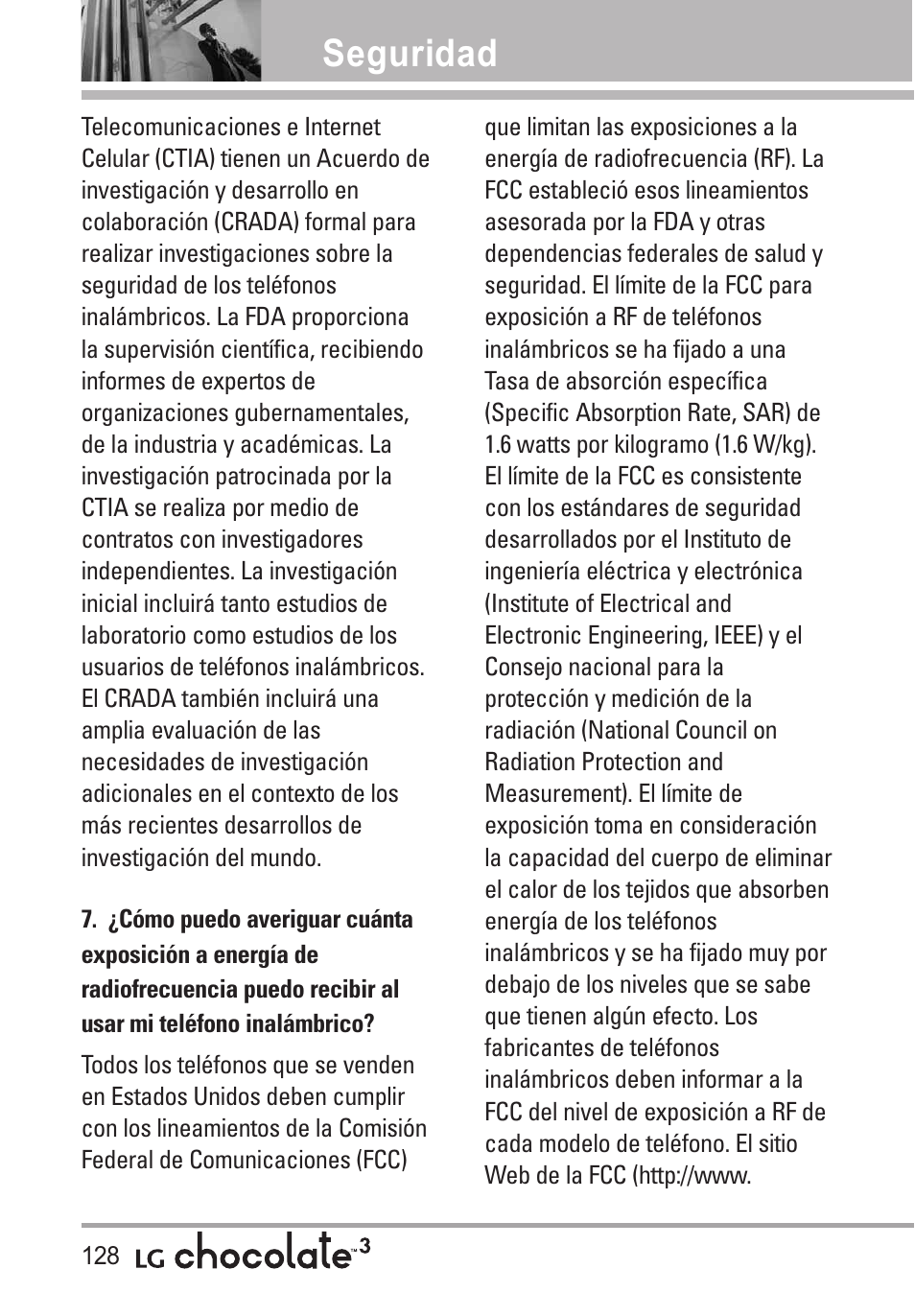 Seguridad | LG Chocolate 3 User Manual | Page 265 / 288