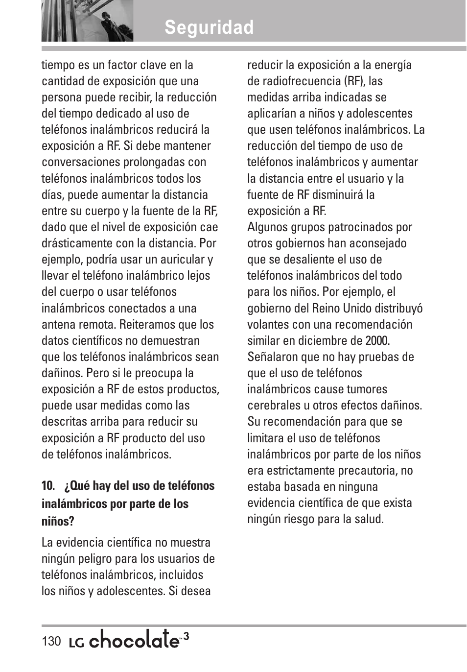 Seguridad | LG Chocolate 3 User Manual | Page 267 / 288