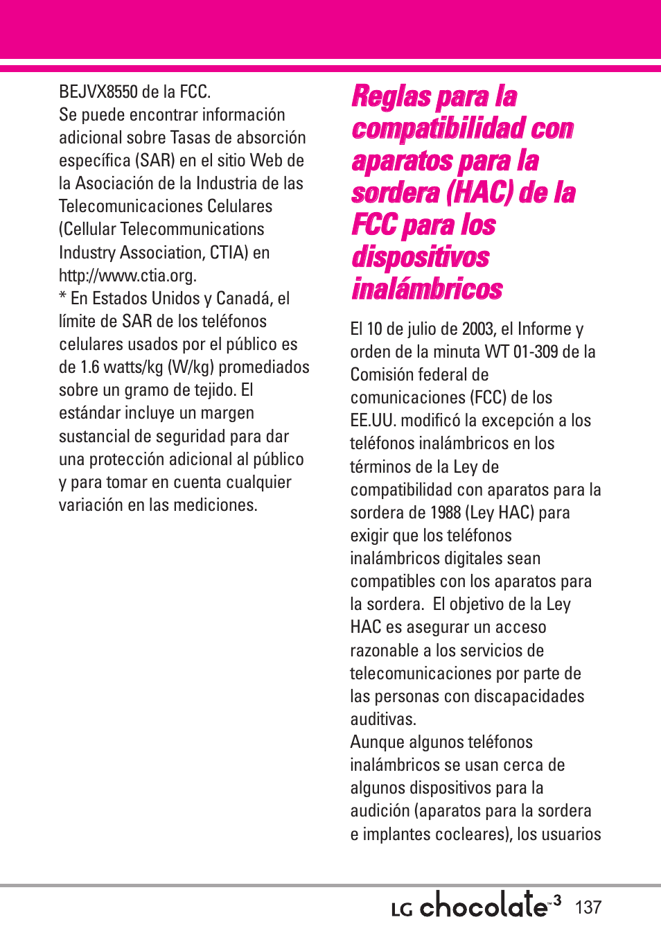 Reglas para la compatibilida | LG Chocolate 3 User Manual | Page 274 / 288