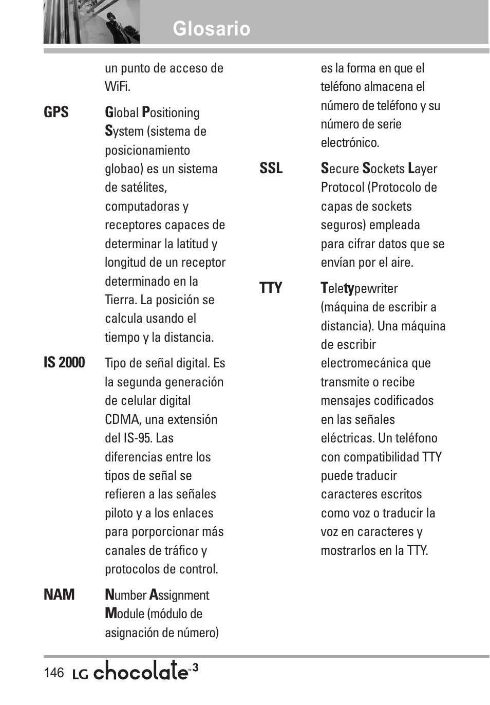 Glosario | LG Chocolate 3 User Manual | Page 283 / 288