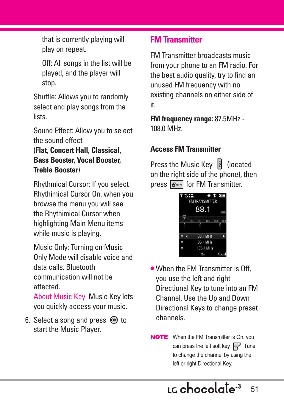 Fm transmitter | LG Chocolate 3 User Manual | Page 53 / 288