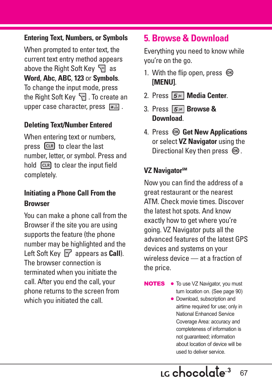 Browse & download | LG Chocolate 3 User Manual | Page 69 / 288