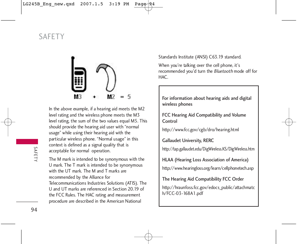 Safety | LG 245 User Manual | Page 95 / 102