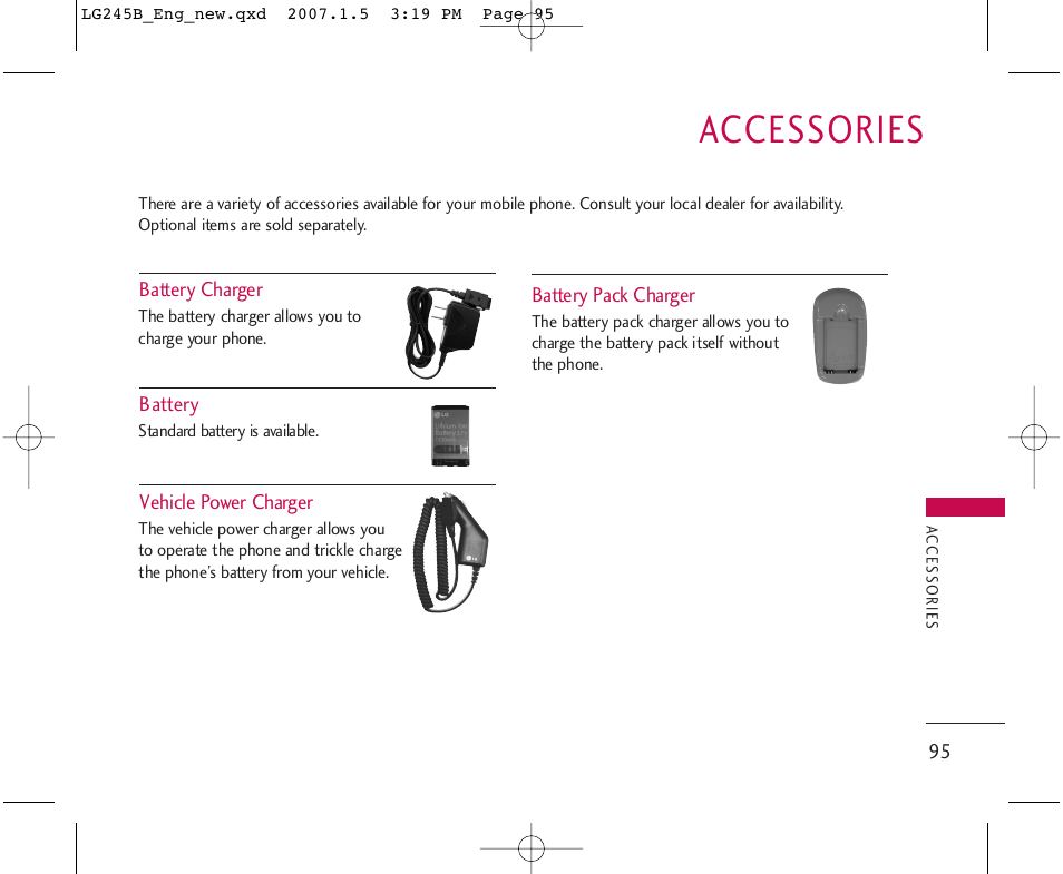 Accessories | LG 245 User Manual | Page 96 / 102