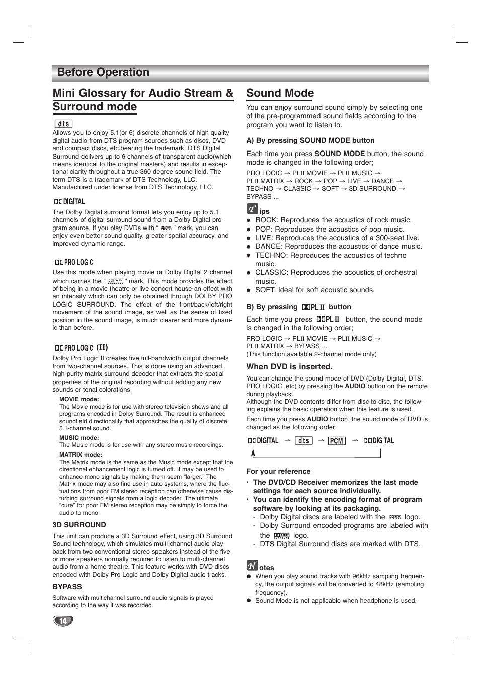 Sound mode | LG LH-T1000 User Manual | Page 14 / 36