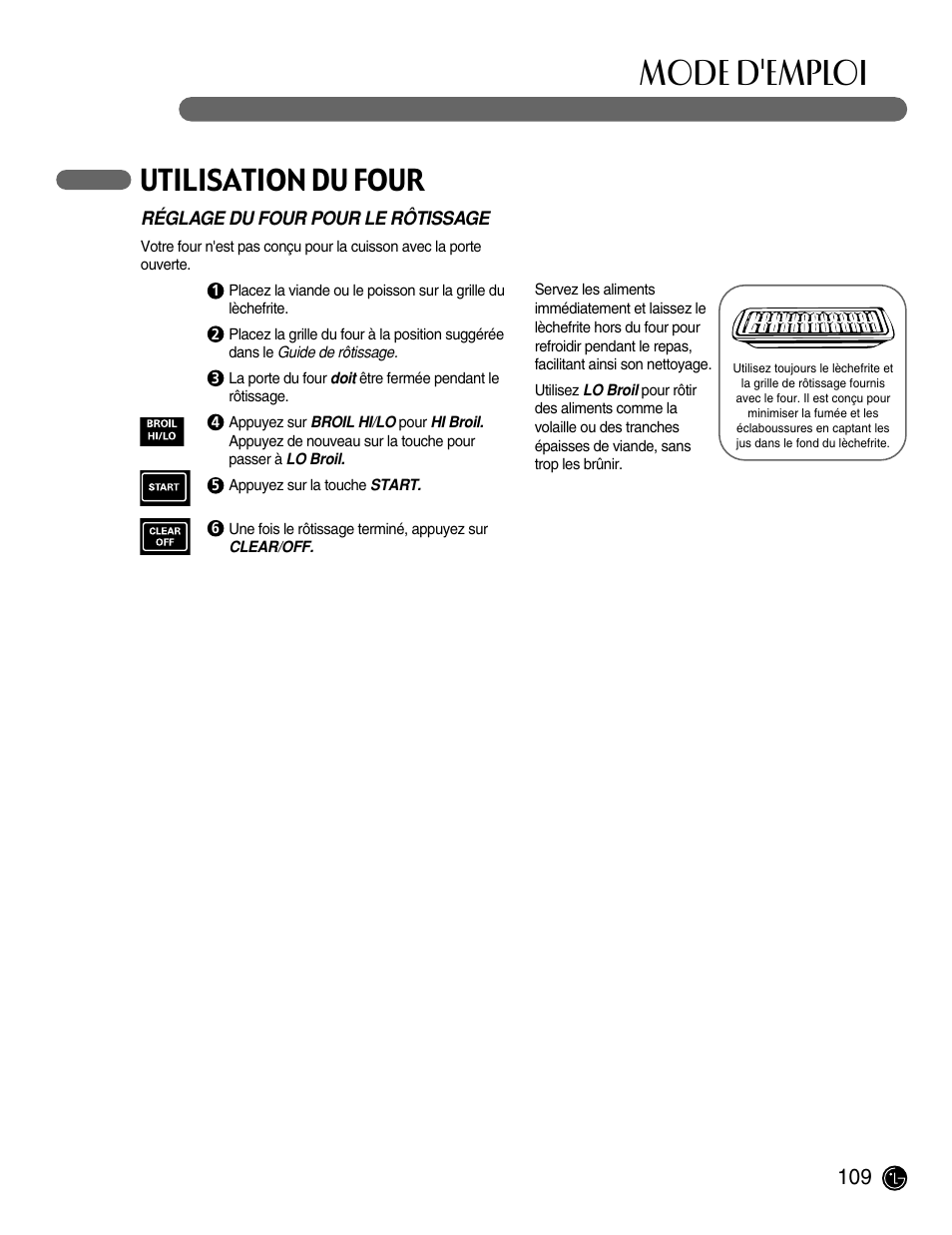 Mode d'emploi, Utilisation du four | LG LRG30855ST User Manual | Page 109 / 142