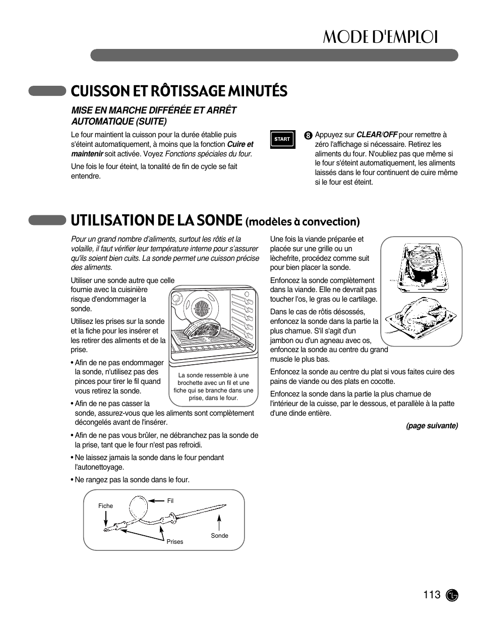 Mode d'emploi, Modèles à convection) | LG LRG30855ST User Manual | Page 113 / 142