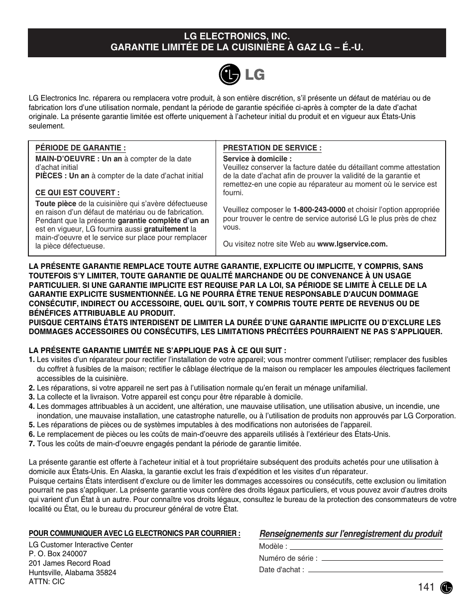 LG LRG30855ST User Manual | Page 141 / 142