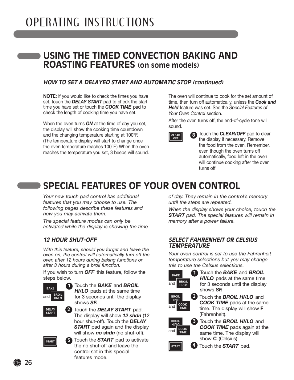 Special features of your oven control, On some models) | LG LRG30855ST User Manual | Page 26 / 142