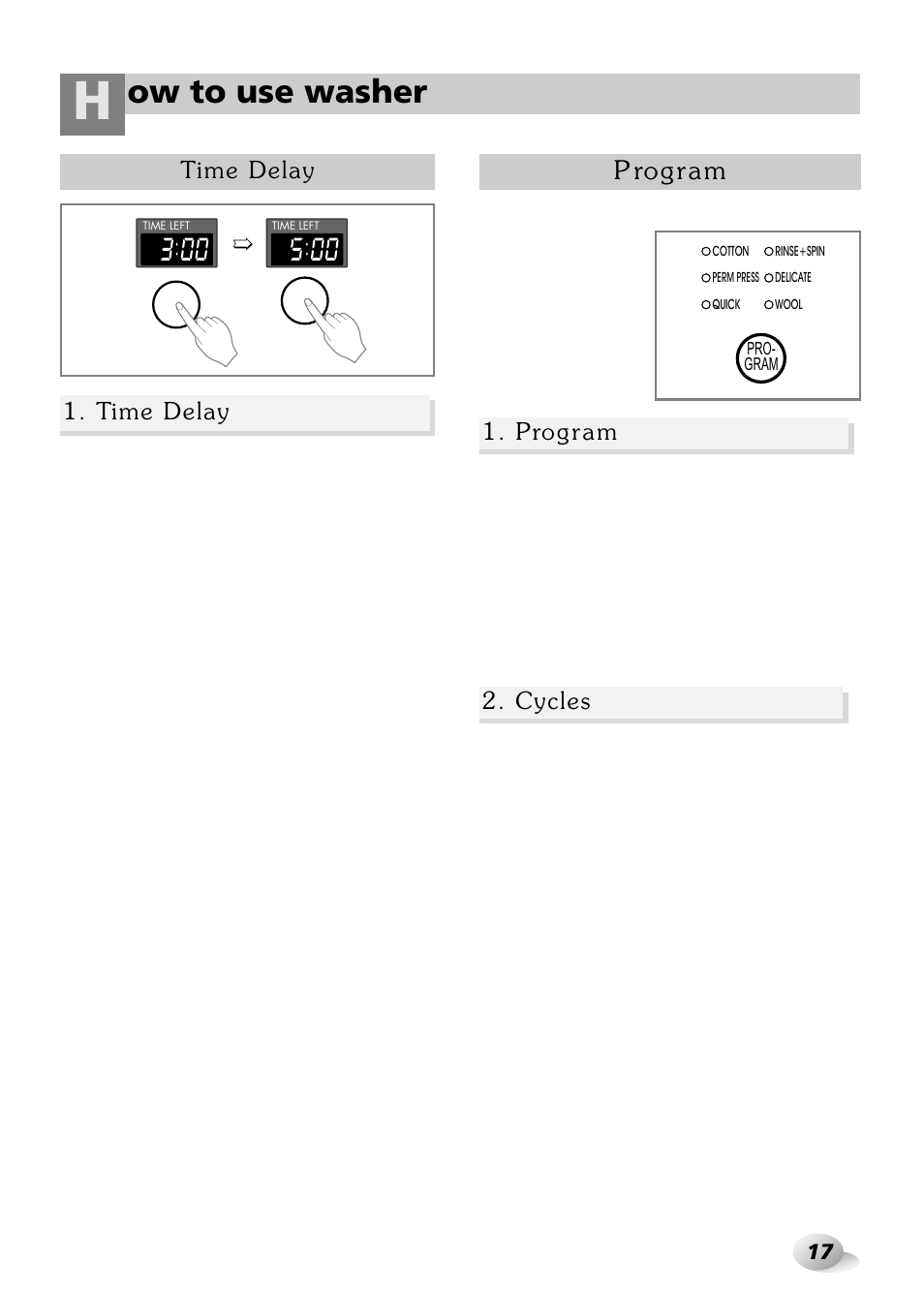 Ow to use washer, P rogram | LG WD-3243RHD User Manual | Page 17 / 27