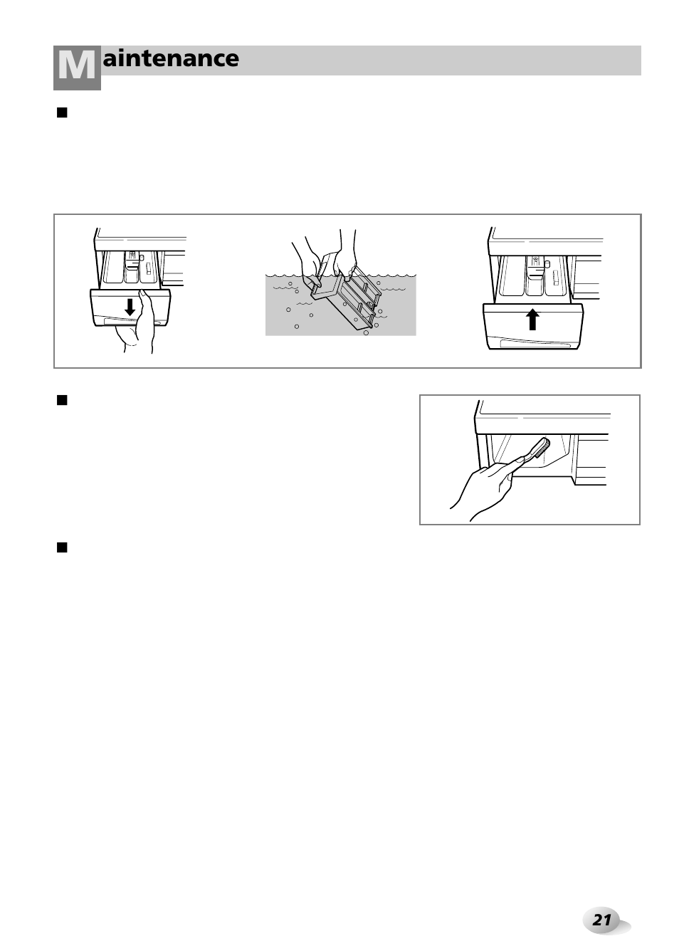 Aintenance, Dispenser drawer, The drawer recess | The washing drum | LG WD-3243RHD User Manual | Page 21 / 27