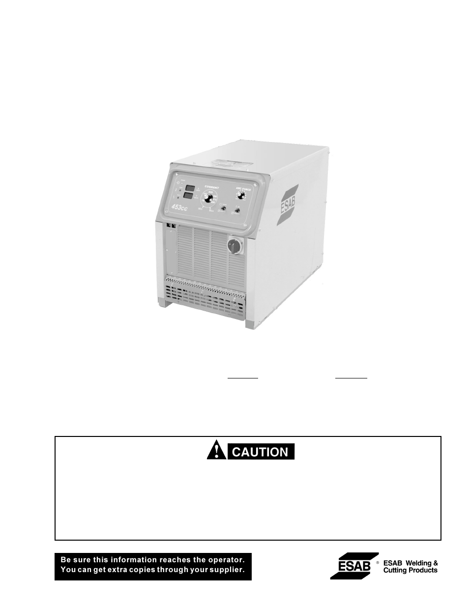 ESAB 453cc User Manual | 32 pages