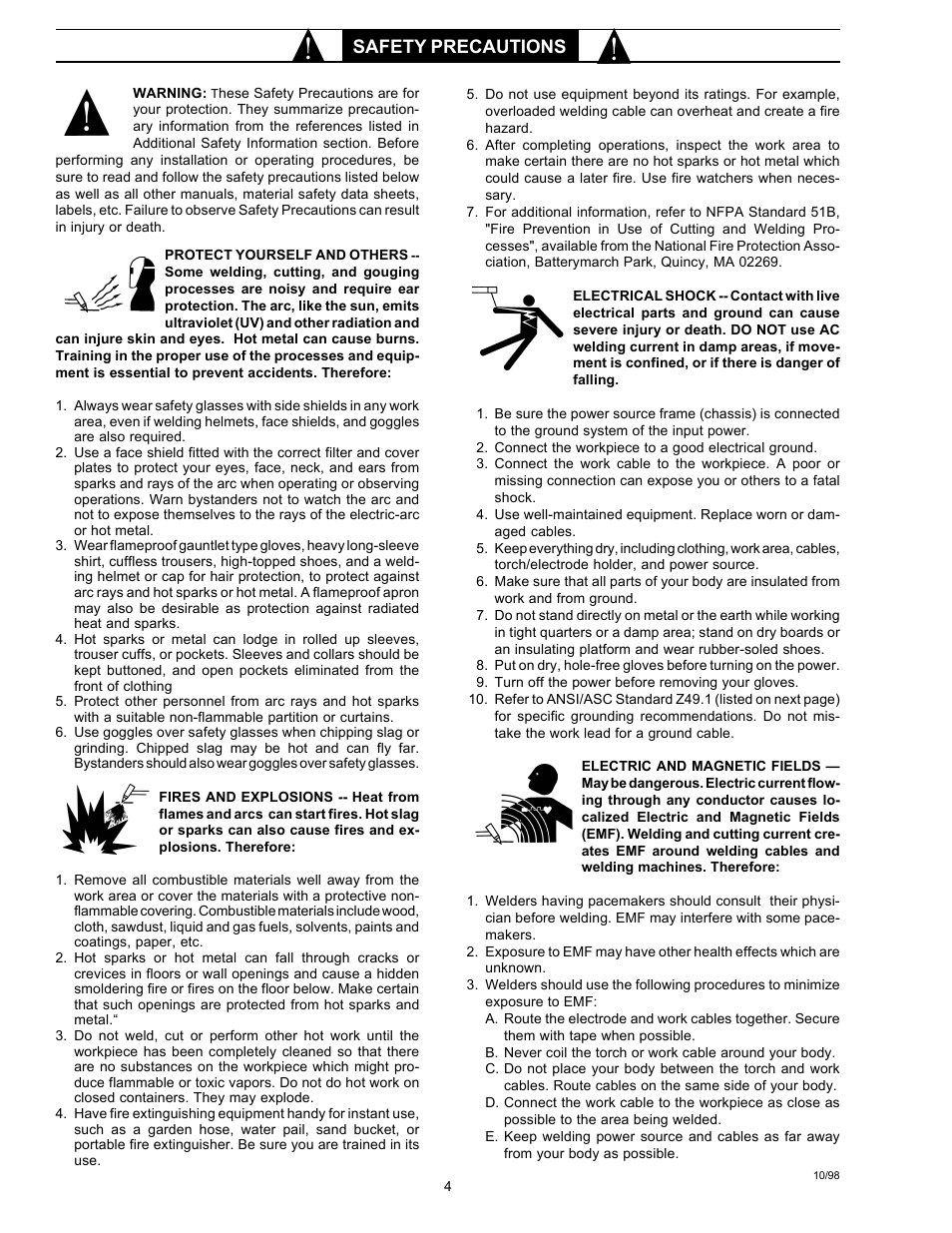 Safety precautions | ESAB 453cc User Manual | Page 4 / 32