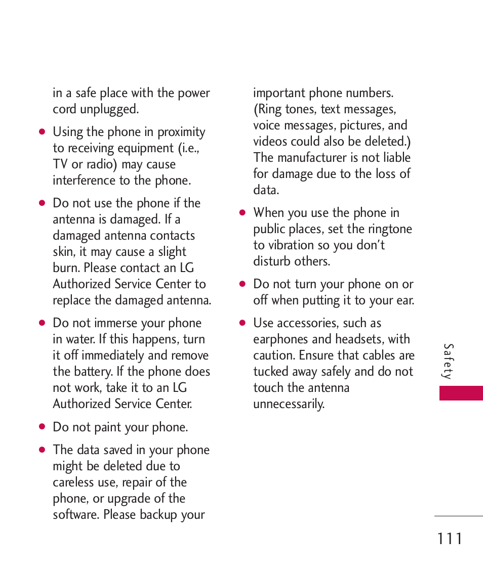 Do not paint your phone | LG Bliss -UX700W User Manual | Page 113 / 297