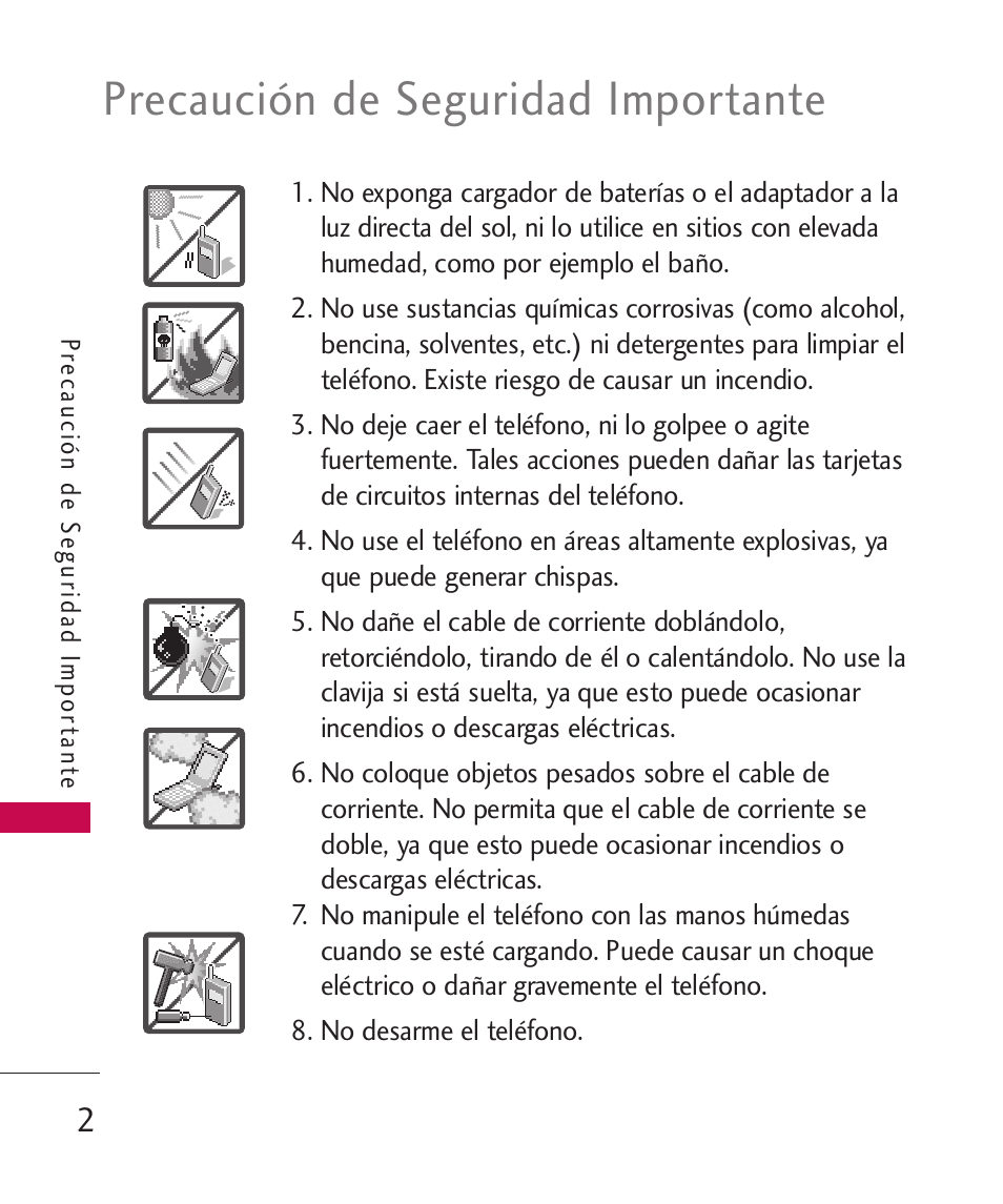 Precaución de seguridad importante | LG Bliss -UX700W User Manual | Page 145 / 297