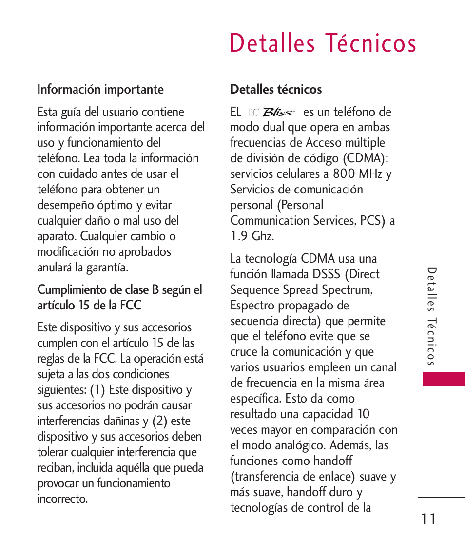 Detalles técnicos | LG Bliss -UX700W User Manual | Page 154 / 297