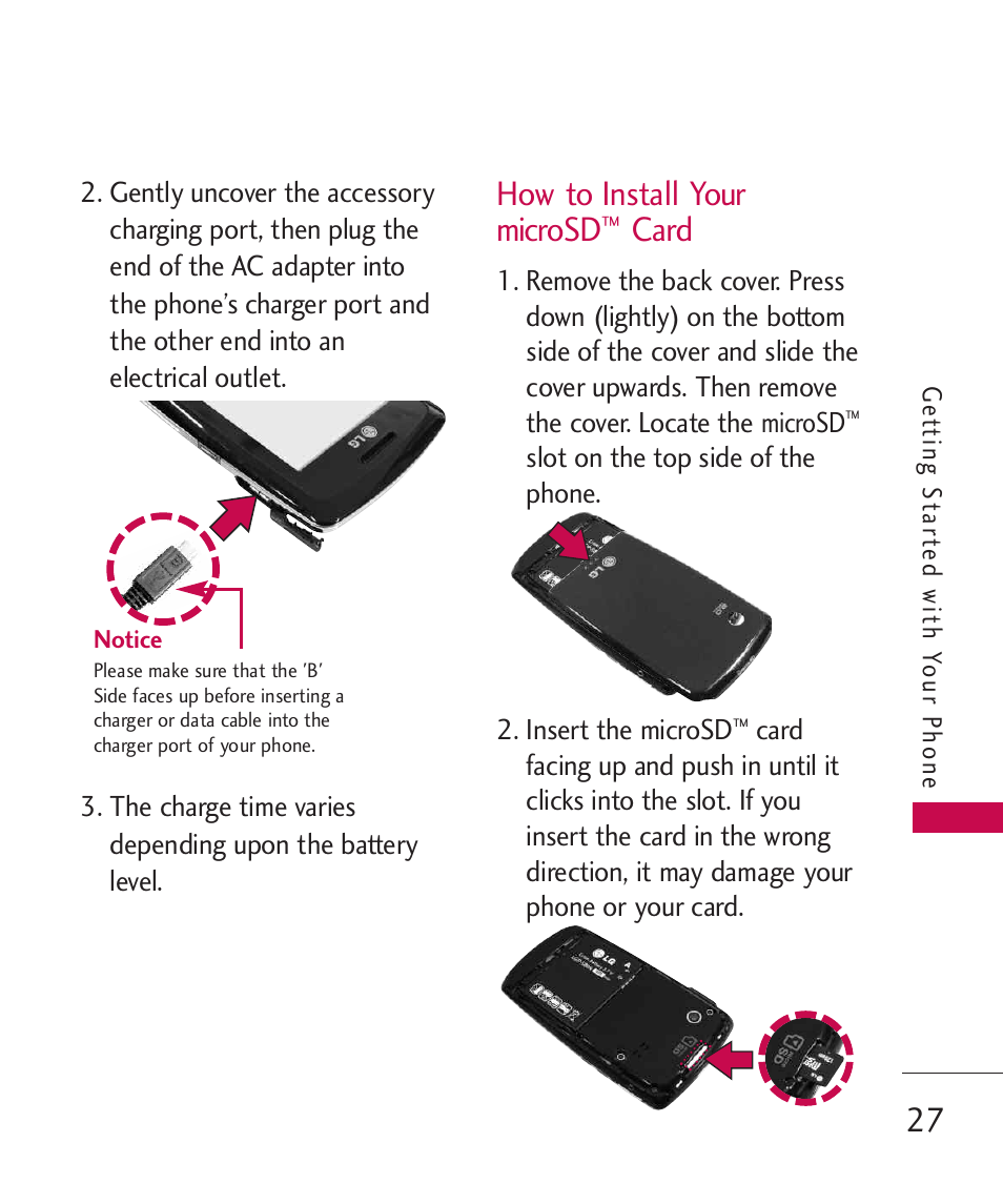 How to install your microsd, Card | LG Bliss -UX700W User Manual | Page 29 / 297