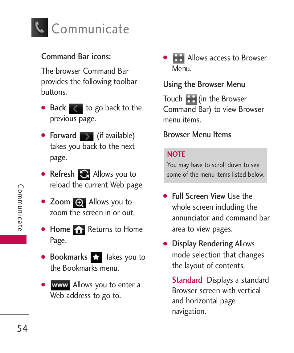 Communicate | LG Bliss -UX700W User Manual | Page 56 / 297